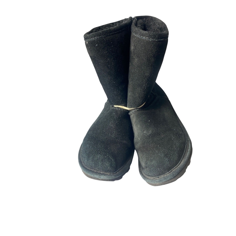 Bearpaw Womens Black Suede Winter Boots Shearling Lined Cozy US 8